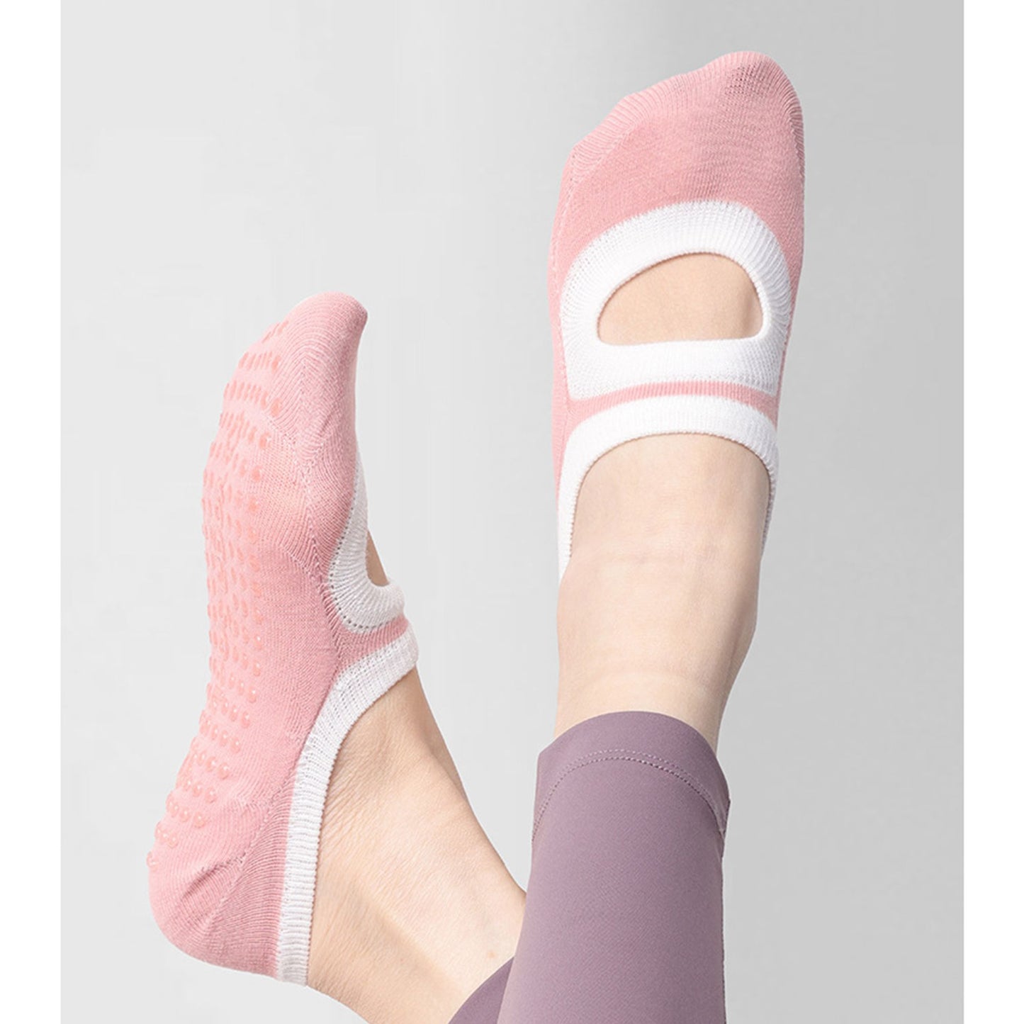 3-Pair Anti-Slip Ballet Grip Socks with Elastic Strap for Yoga, Pilates, and Barre