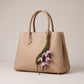 Floral Bag Charm with Tassel Strap and Gold Tone Ring