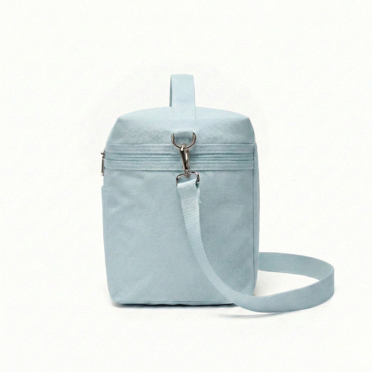 Oxford Fabric Crossbody Utility Bag with Double Zipper Closure and Adjustable Shoulder Strap