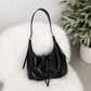 Slouchy Faux Leather Hobo Shoulder Bag with Adjustable Strap and Zip Closure
