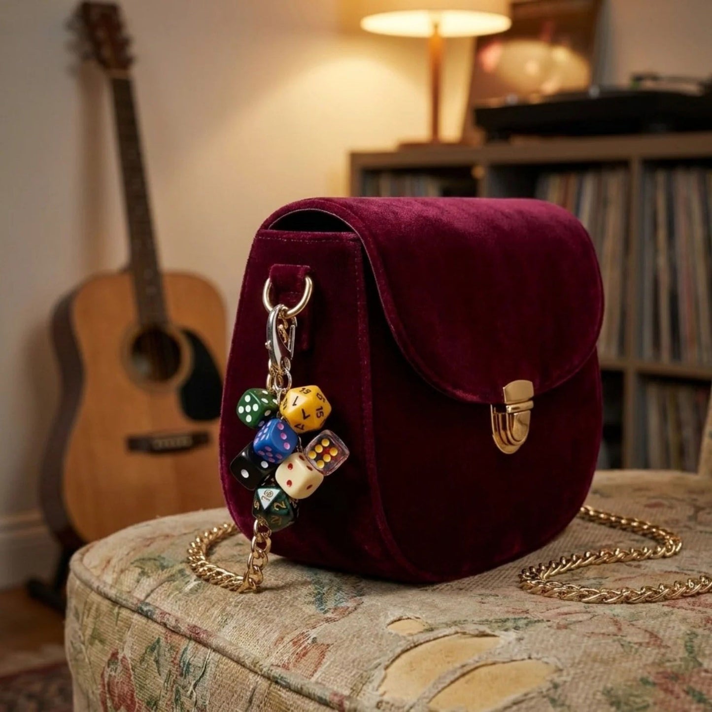 Dice Charm Keychain with Multi Dice Pendant Set Game Theme Bag Charm Key Ring Accessory