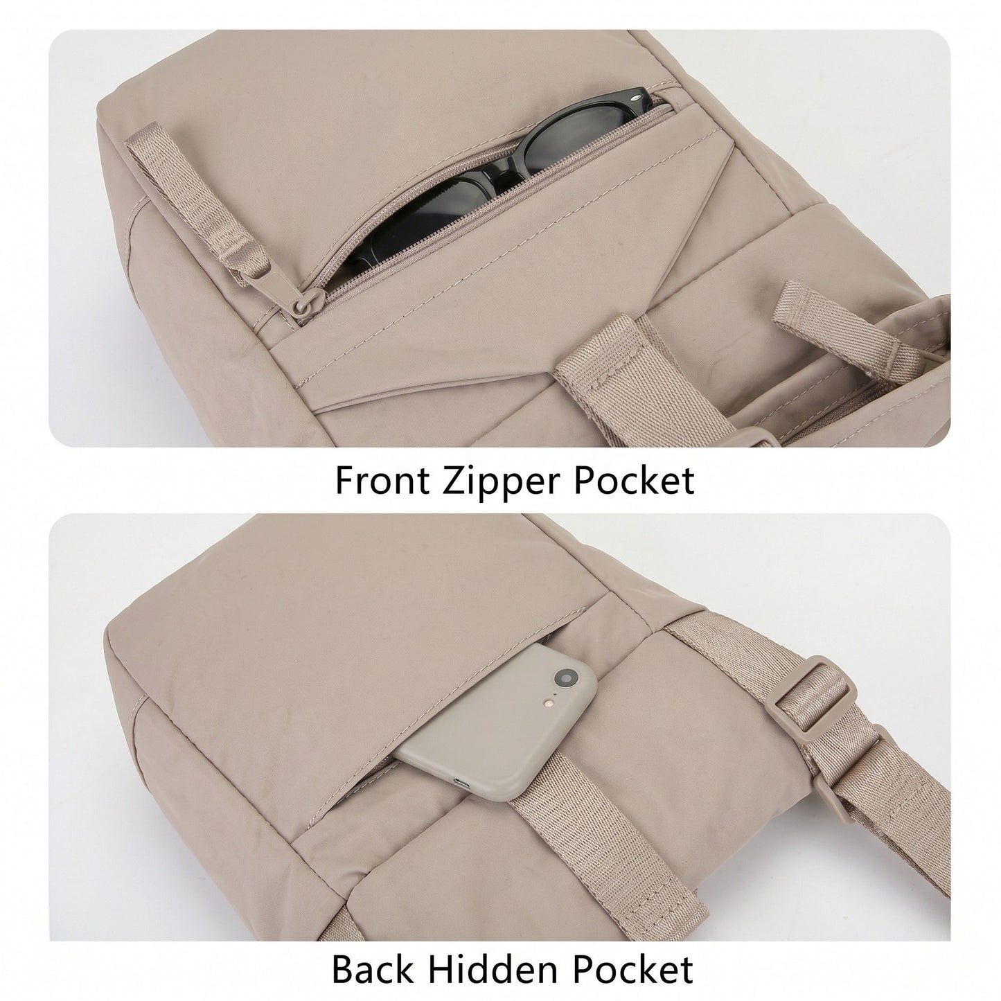 Water Resistant Nylon Crossbody Bucket Bag Adjustable Strap Multi Pocket Everyday Travel Bag