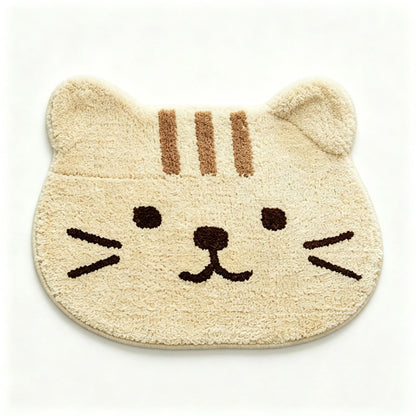 Cute Cat Head Shaped Bathroom Floor Mat Soft Water Absorbent with Anti-Slip Base