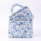 2 Piece Quilted Floral Storage Tote Set with Handles and Front Pocket