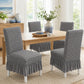 2 Pack Textured Stretch Dining Chair Covers with Ruffled Skirt