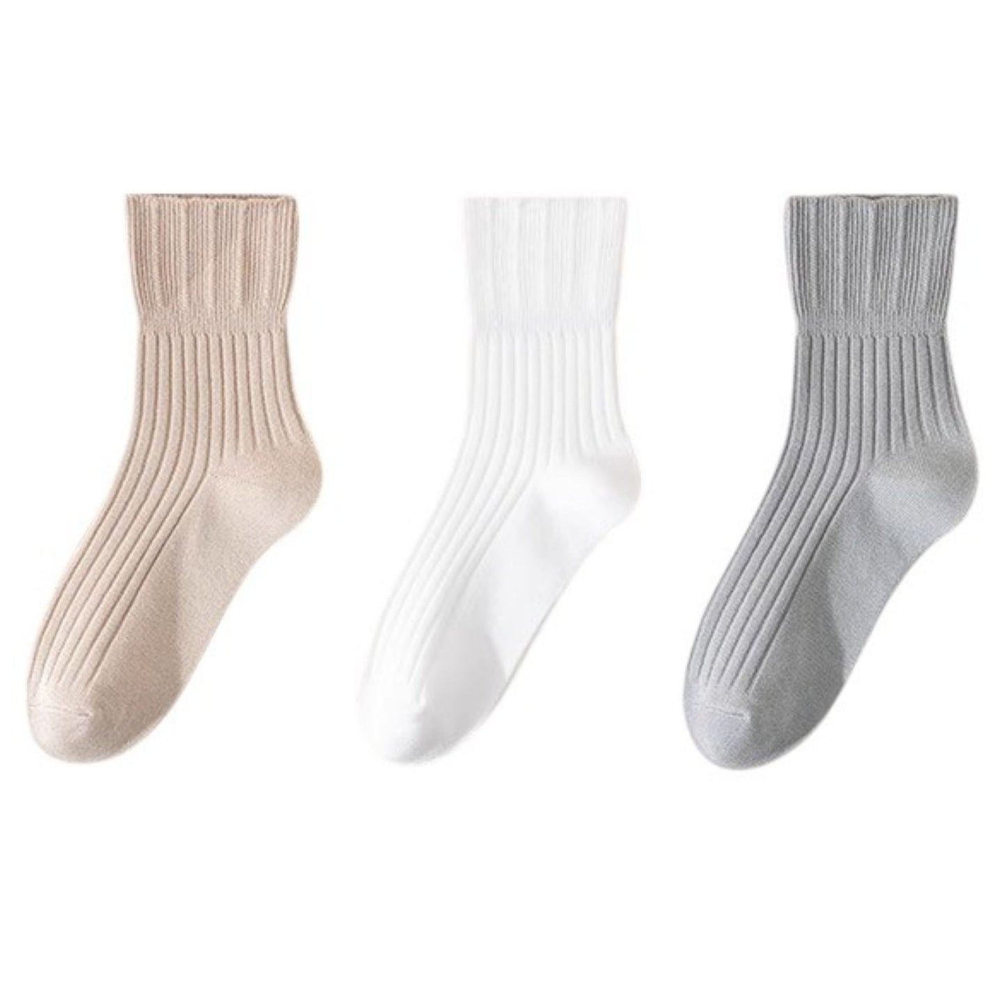 Ribbed Crew Socks with Elasticized Top Cuff for Swollen Feet Non-Binding Comfortable Fit 3-Pack