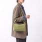 Faux Suede Handbag with Detachable Crossbody Strap and Zipper Closure