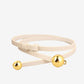 Genuine Leather Skinny Dress Belt with Double Ball Clasp 39.4in