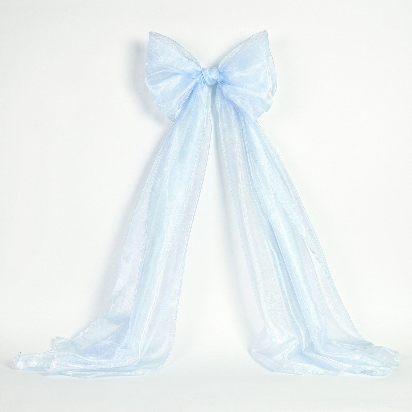 Large Sheer Christmas Tree Bow with Long Ribbon Tails