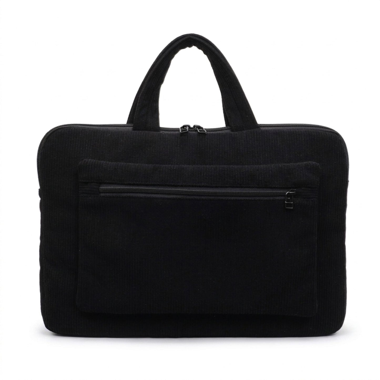 Corduroy Laptop Bag Large Capacity Work Tote with Front Zipper Pocket