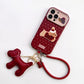 Dachshund Phone Case Wristlet Set Dog Charm Tassel Polka Dot Decorative Cover