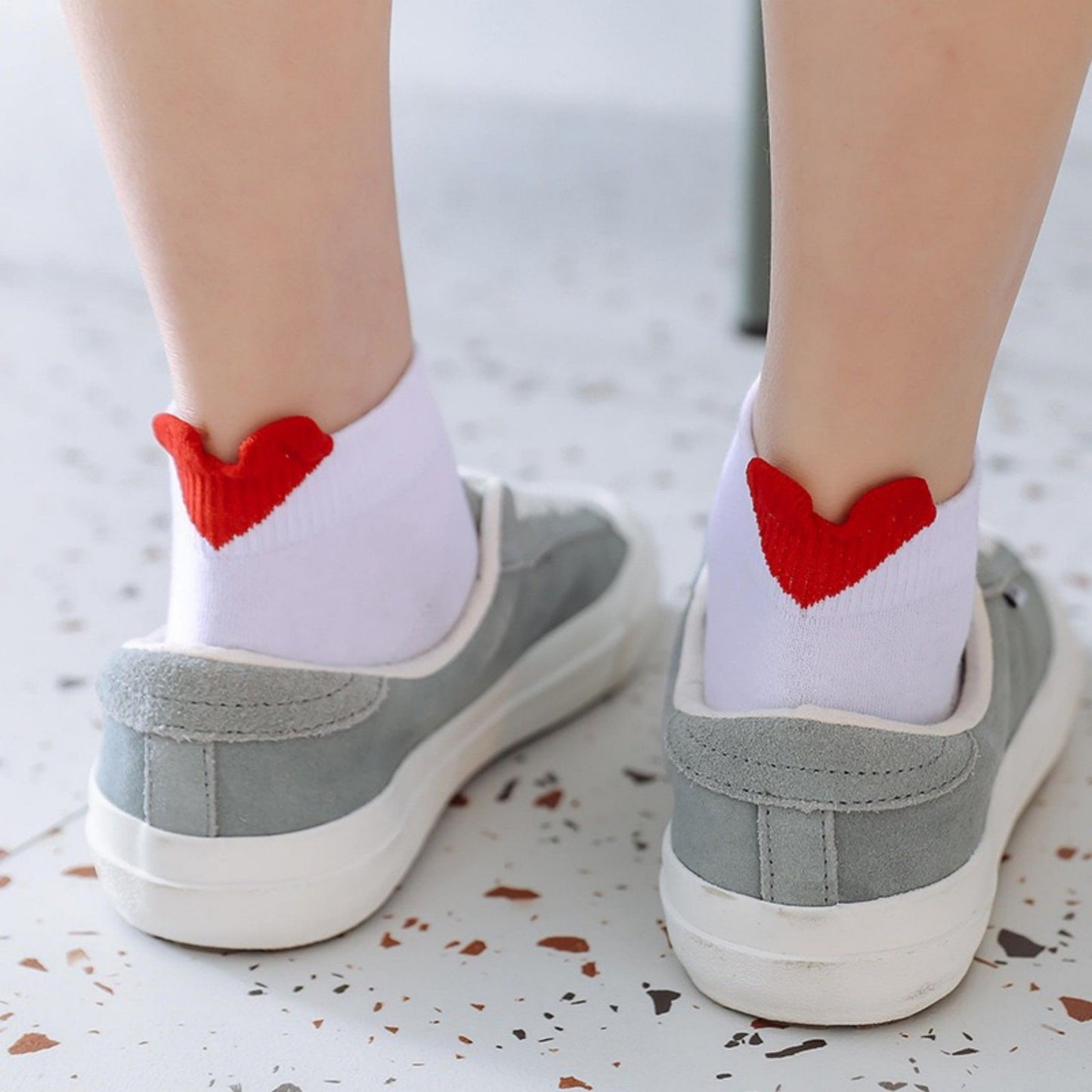 Ankle Socks with Ribbed Heart-Shaped Heel Detail Soft Stretch Knit Comfort 3-Pack