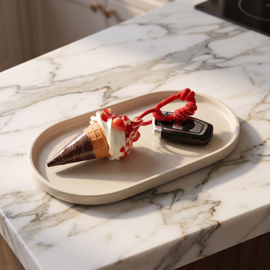 Bag Charm with Hanging Loop and Decorative Dessert Accent