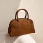 Faux Suede Satchel Bag with Double Handles Zip Closure and Interior Pockets