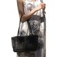 Open Weave Leather Tote Bag with Braided Shoulder Straps and Interior Zip Compartment