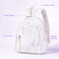 Quilted Backpack with Embroidered Pattern and Multiple Pockets