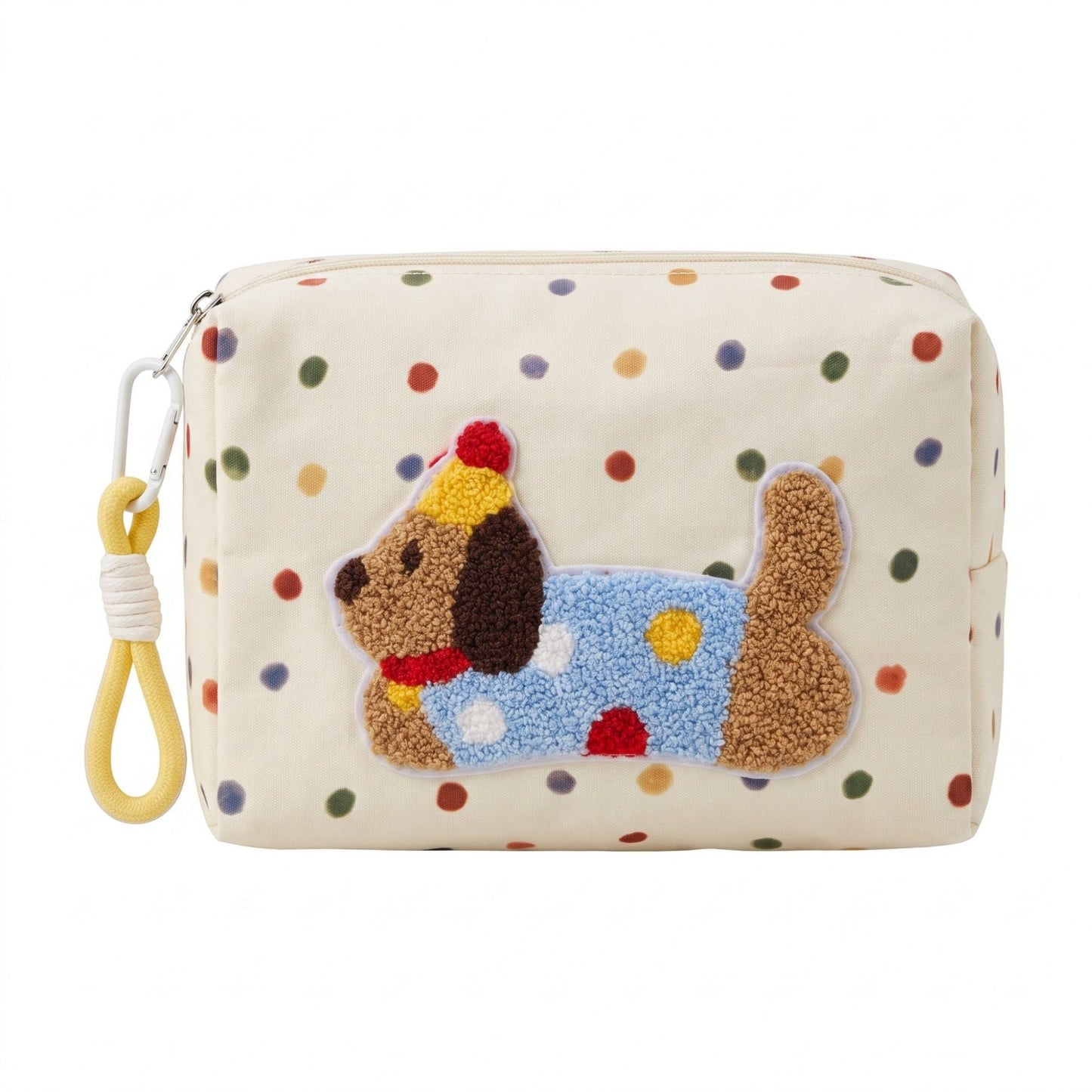 Dog Patch Polka Dot Cosmetic Bag Zipper Pouch Wristlet Travel Organizer