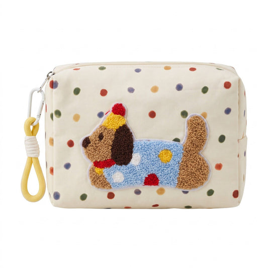 Dog Patch Polka Dot Cosmetic Bag Zipper Pouch Wristlet Travel Organizer