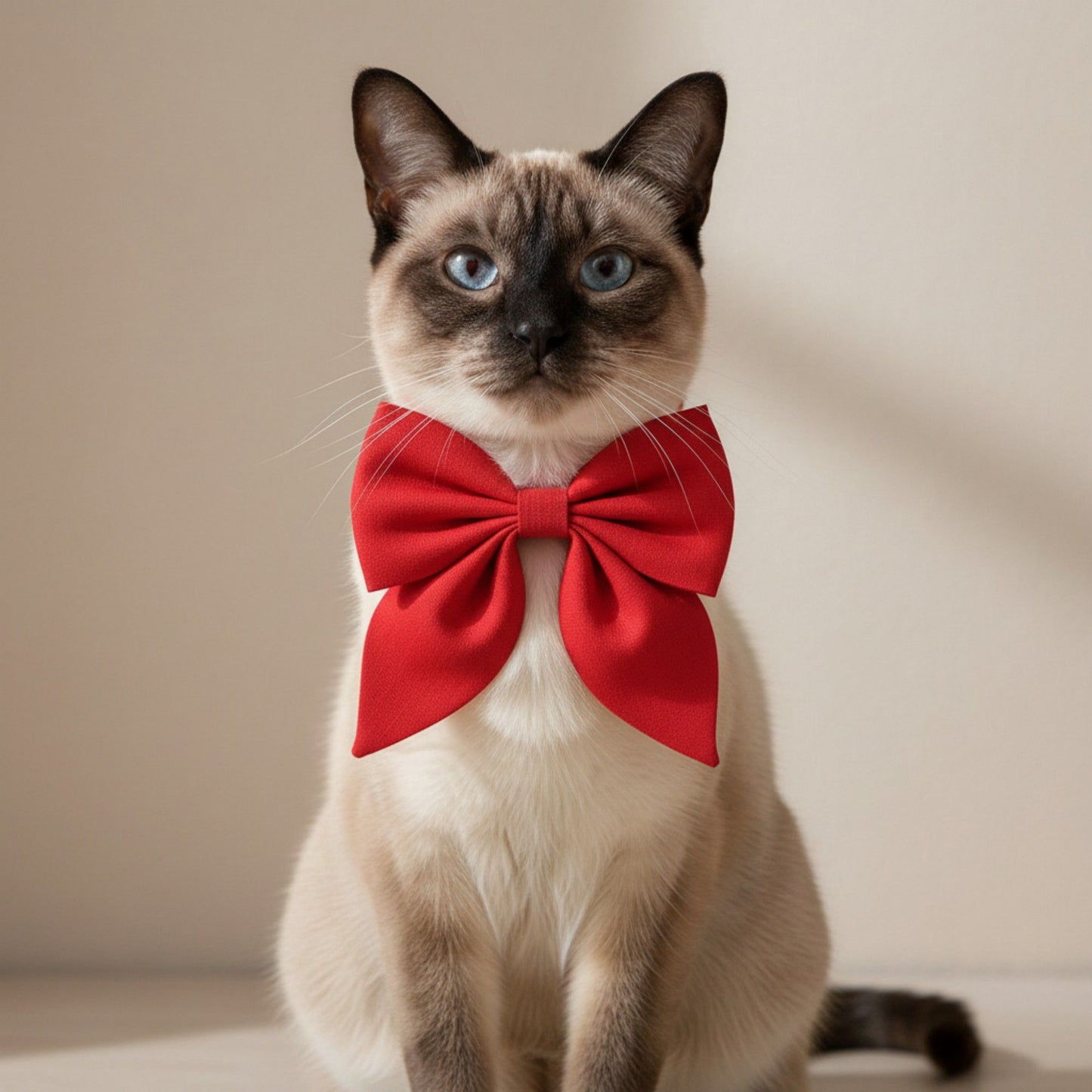 Pet Bow Collar Soft Adjustable Satin Bow Tie with Bell Detail Elegant Neck Accessory