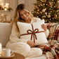 Christmas Bow Throw Pillow Cover Square Plush Decorative Cushion Cover
