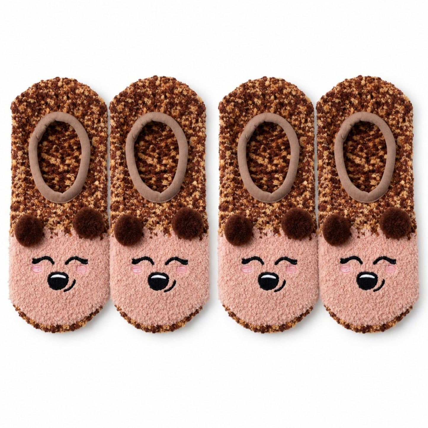 Fuzzy Bear Slipper Socks 2 Pair US 5-10.5
