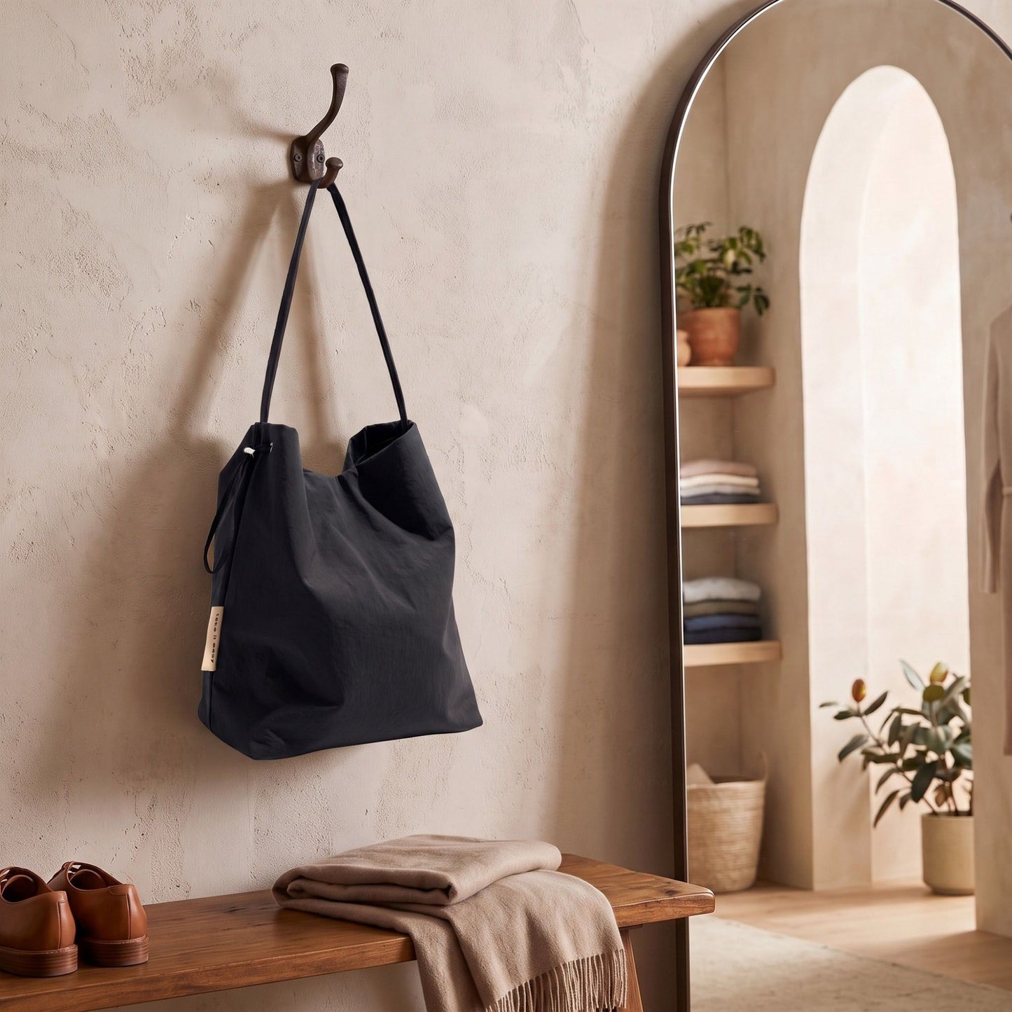 Lightweight Nylon Shoulder Tote Bag Large Capacity Casual Carryall