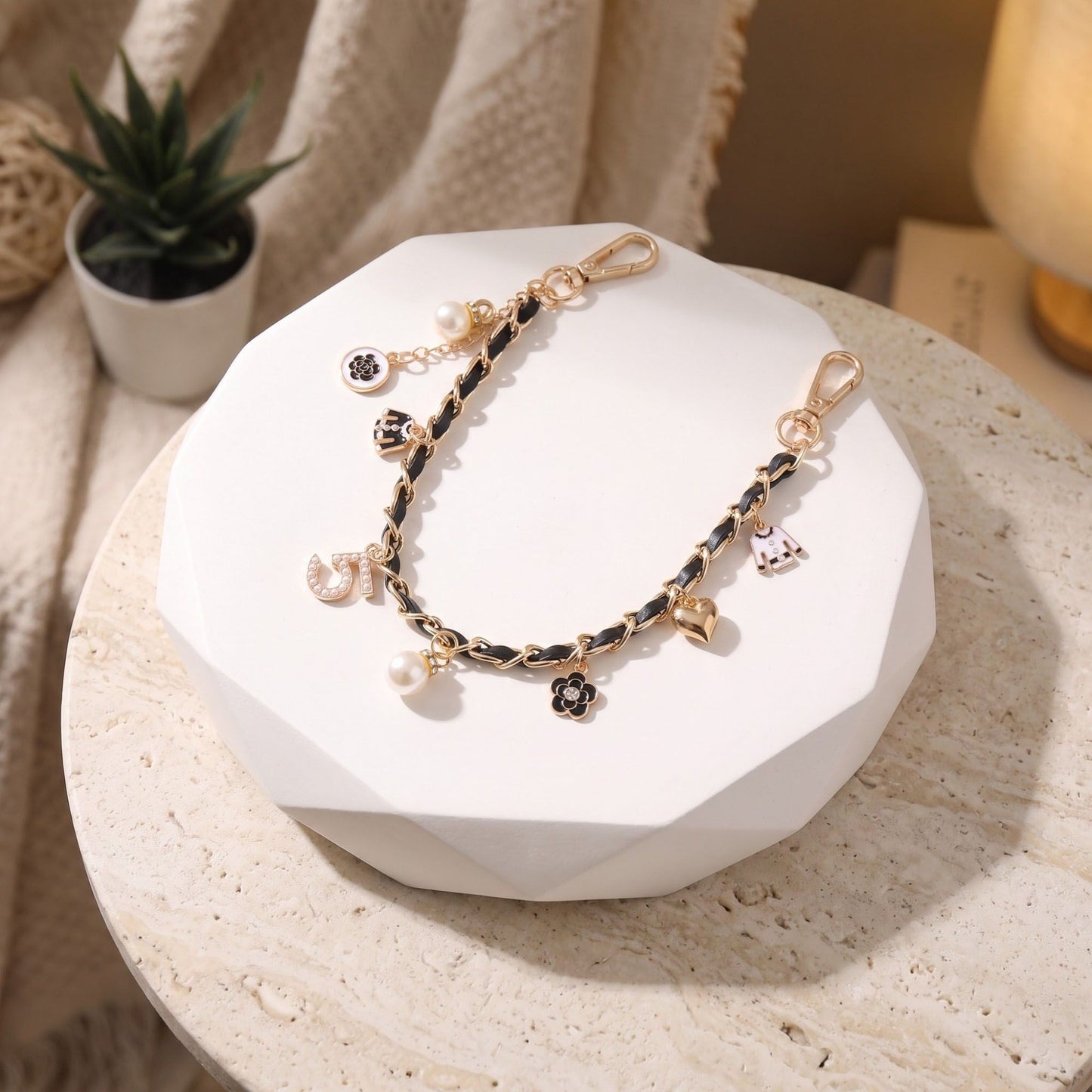 Decorative Chain Bag Strap with Charms and Swivel Clasps