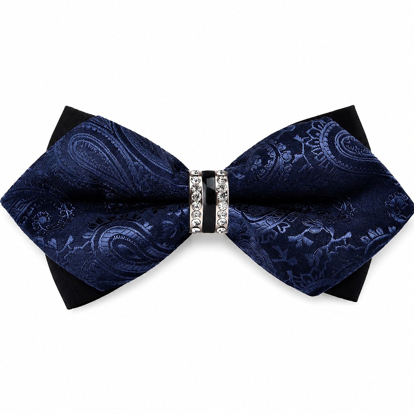 Pre Tied Paisley Bow Tie with Rhinestone Accent for Formal Wear