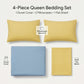 4-Piece Cotton Washed Bedding Set with Duvet Cover Flat Sheet and Pillowcases