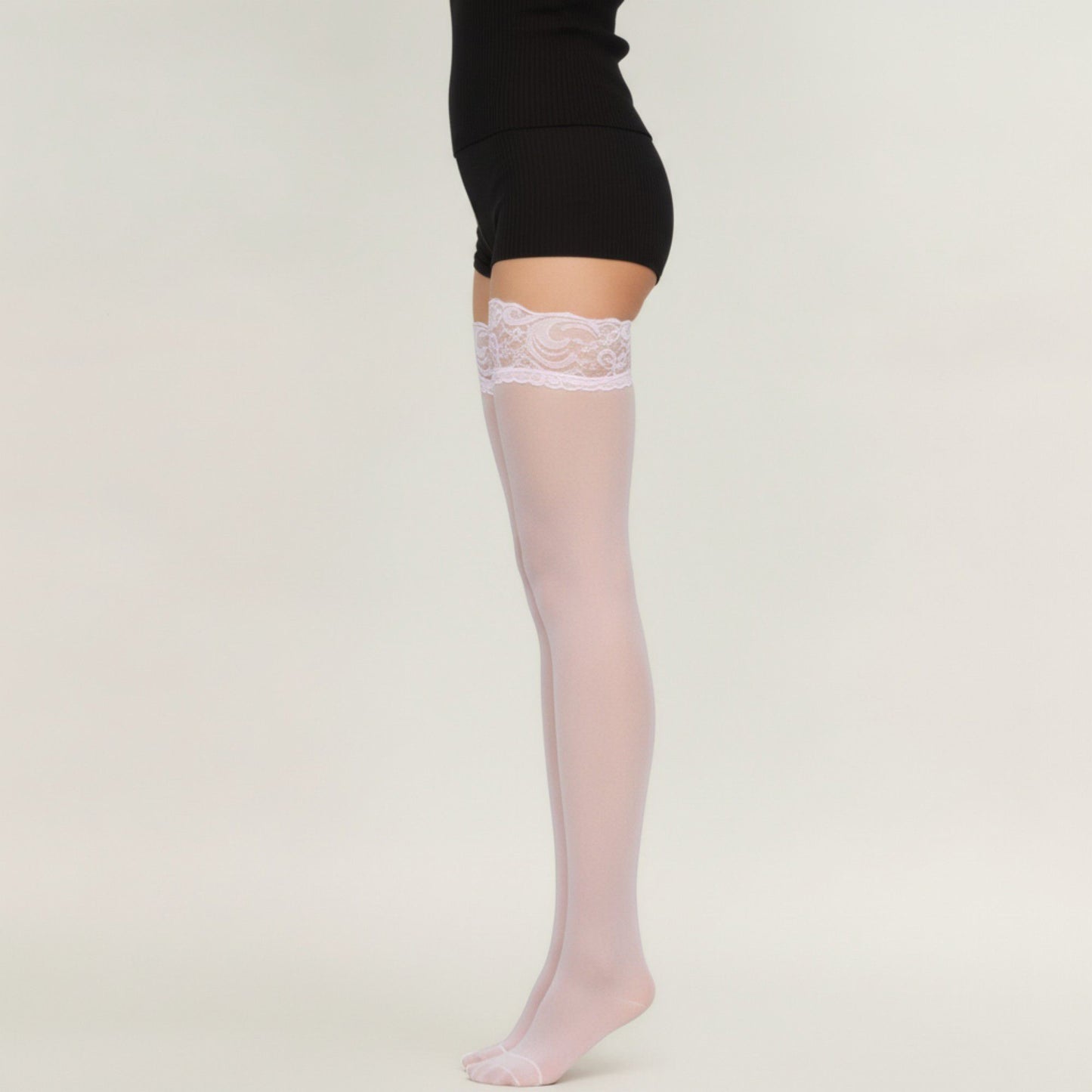 2pcs Women's Sheer Thigh High Stockings with Decorative Lace Top Detail and Soft Stretch Fit for Elegant Feminine Legwear Styling