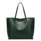 Large Faux Leather Shoulder Tote Bag with Tassel and Magnetic Snap Closure