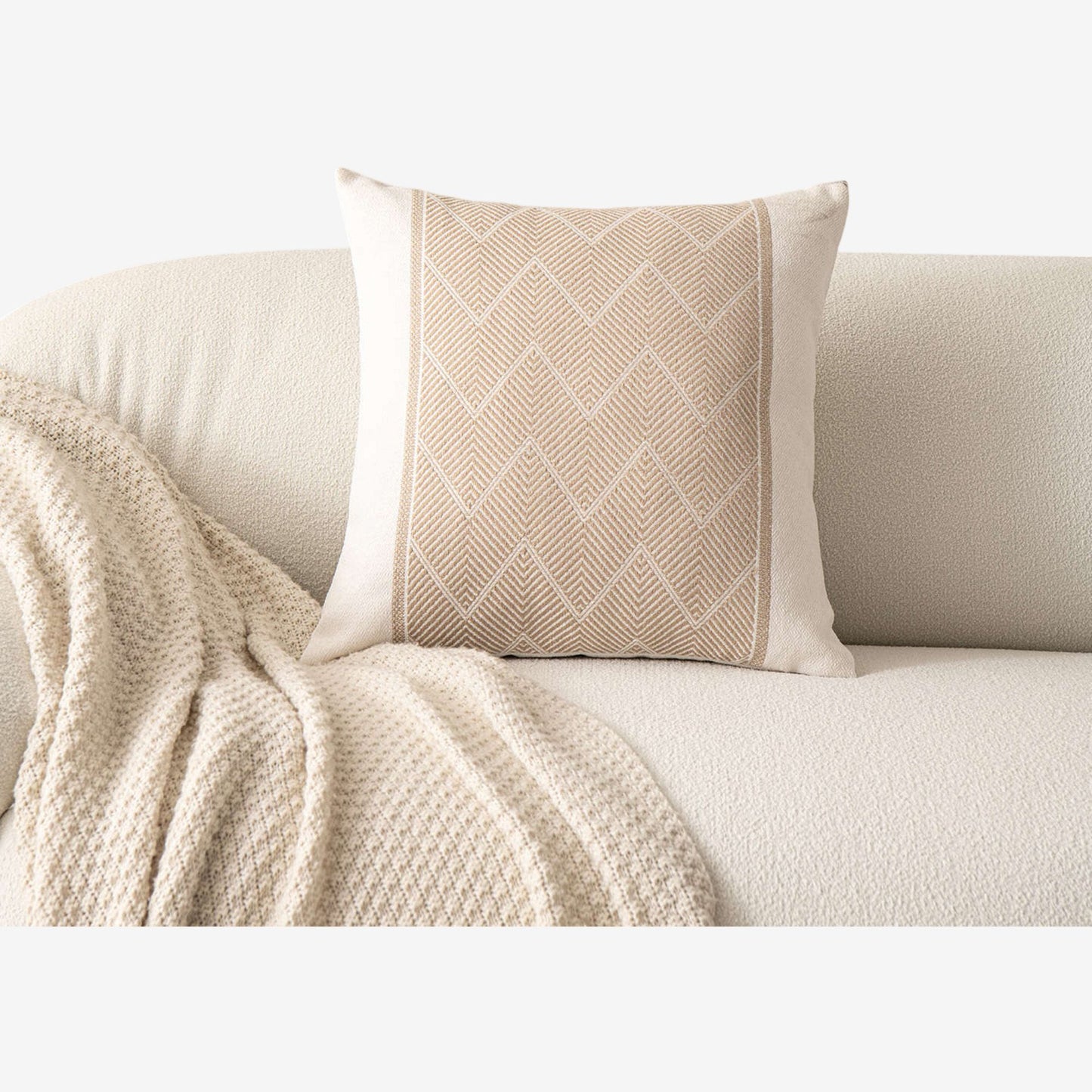 Decorative Throw Pillow Cover 17.7*17.7in Soft Cotton Fabric, Modern Chevron Pattern