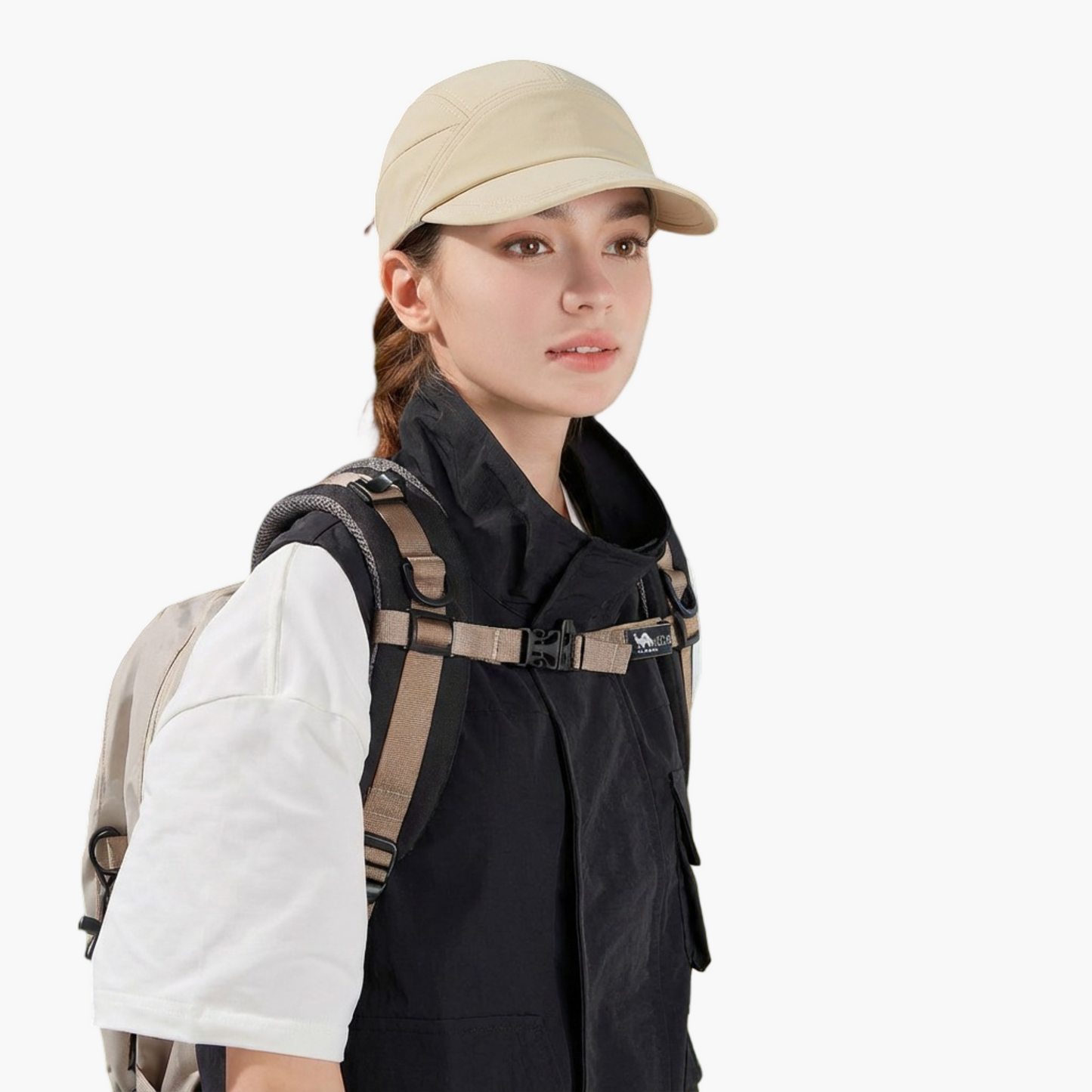 Outdoor Baseball Cap with Hidden Chin Strap Breathable Sports Hiking Sun Hat Adjustable Fit