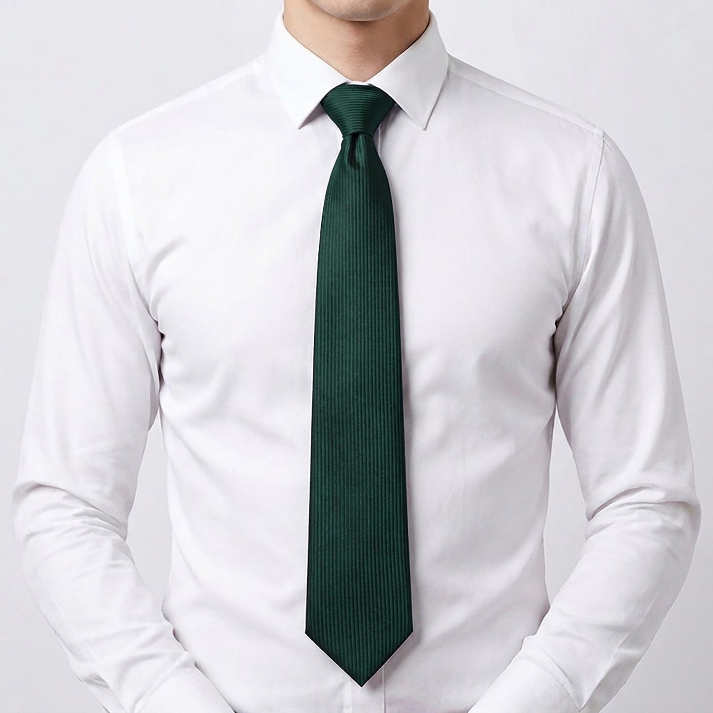 Men's Subtle Ribbed Texture Solid Tie Classic Necktie 57 Inch Length 3.1 Inch Width Formal Business Accessory