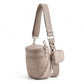 Grid Padded Saddle Crossbody Bag with Detachable Mini Pouch and Adjustable Wide Shoulder Strap 10.2x4.5x8.3in
