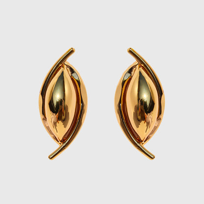 Women's 3D Oval Statement Earrings with 925 Silver Needles