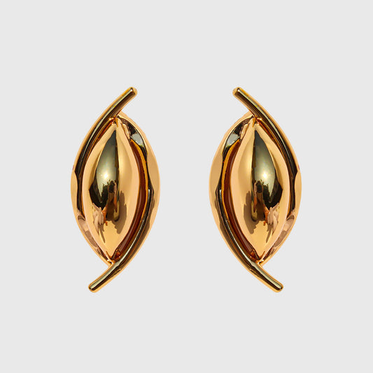 Women's 3D Oval Statement Earrings with 925 Silver Needles