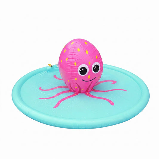 Kids Octopus Splash Pad Sprinkler Mat with Inflatable Center