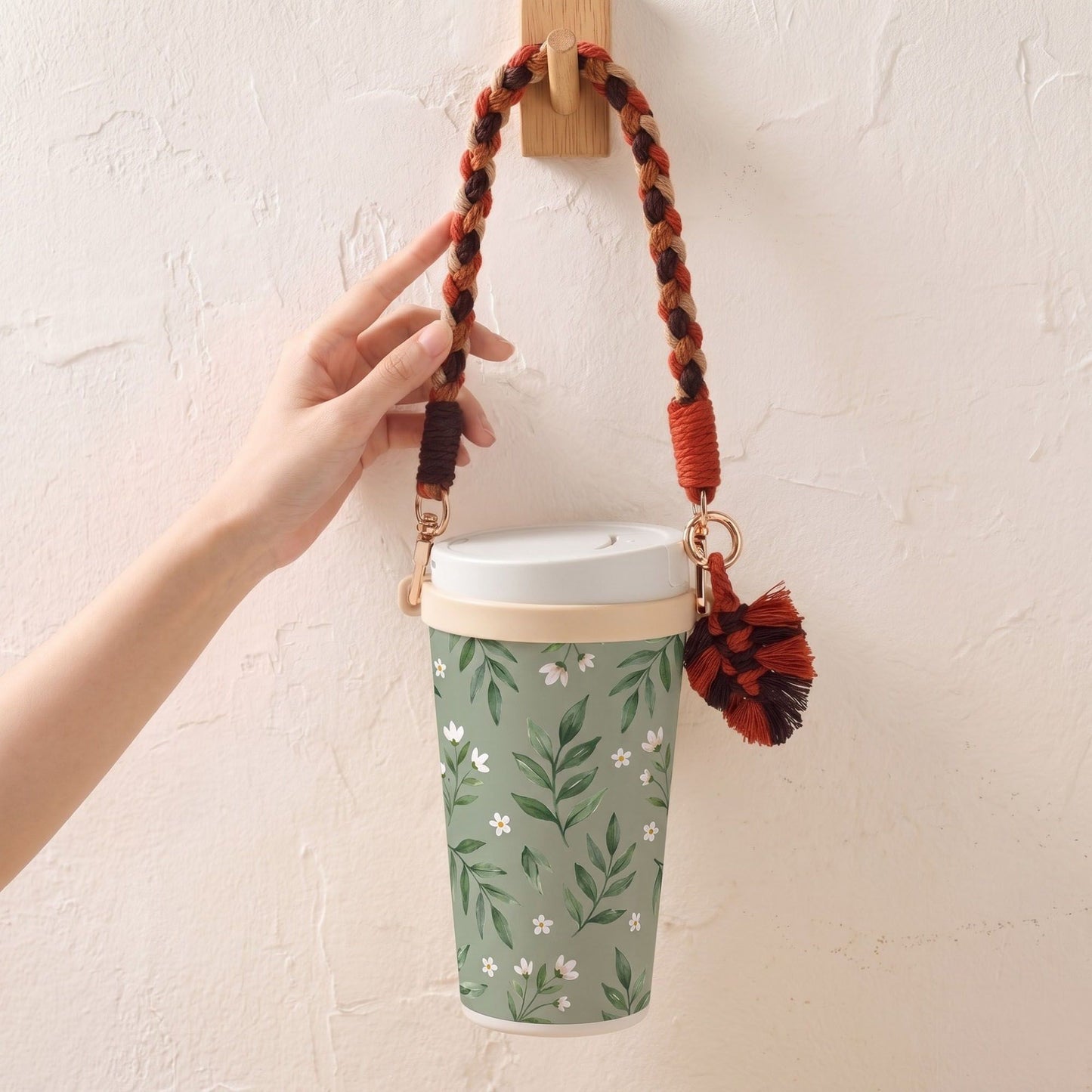 Braided Wrist Strap with Detachable Leaf Charm