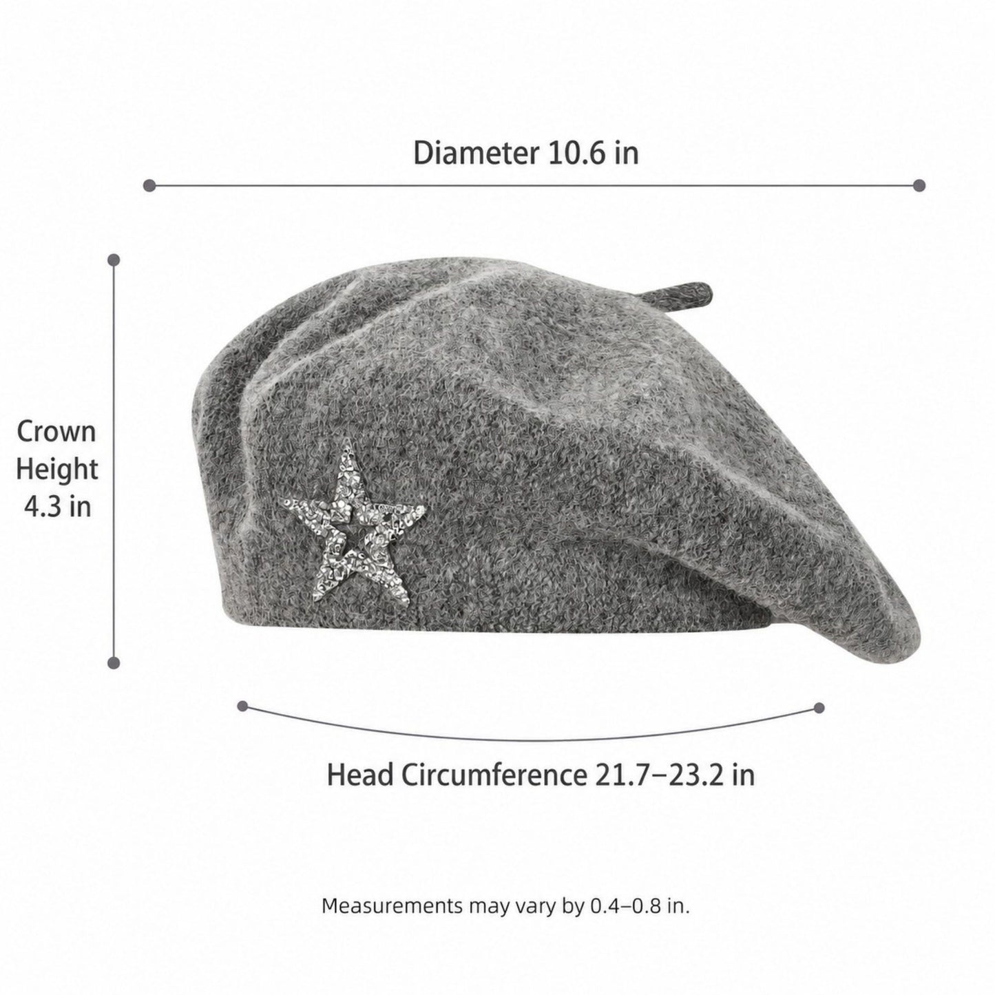 Rhinestone Star Embellished Knit Wool Beret
