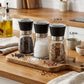 2-Piece Glass Salt and Pepper Grinder Set with Stainless Steel Accent