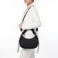Quilted Crescent Shoulder Bag with Ruched Handle and Detachable Crossbody Strap 10.5x4x6in