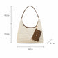 Woven Straw Shoulder Bag Hobo Handbag with Removable Pouch and Magnetic Closure