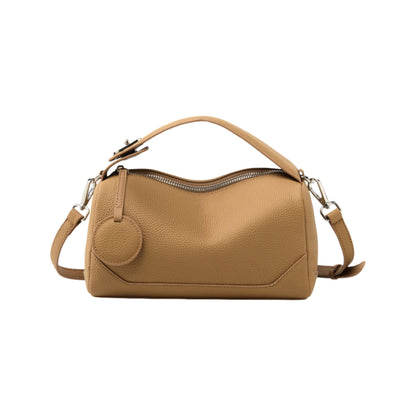 Pebbled Leather Satchel Bag with Top Handle Adjustable Crossbody Strap and Zipper Closure