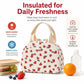 Heart Print Corduroy Insulated Lunch Bag with Handles and Zip Closure