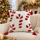 Christmas Candy Cane Tufted Tassel Throw Pillow Cover