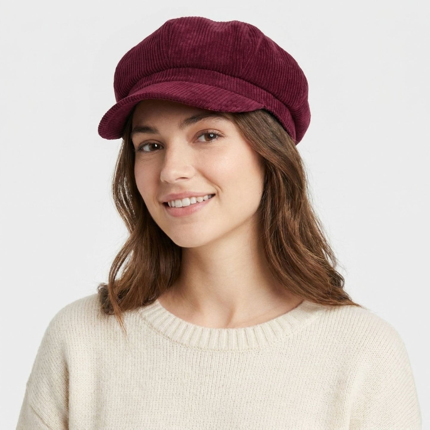 Corduroy Newsboy Cap Vintage Baker Boy Cabbie Hat with Short Brim