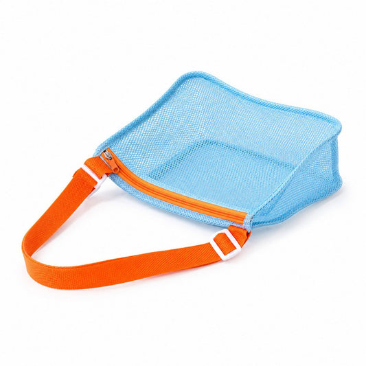 Mesh Beach Shoulder Bag with Adjustable Strap Zip Top Lightweight See Through Tote for Pool Travel