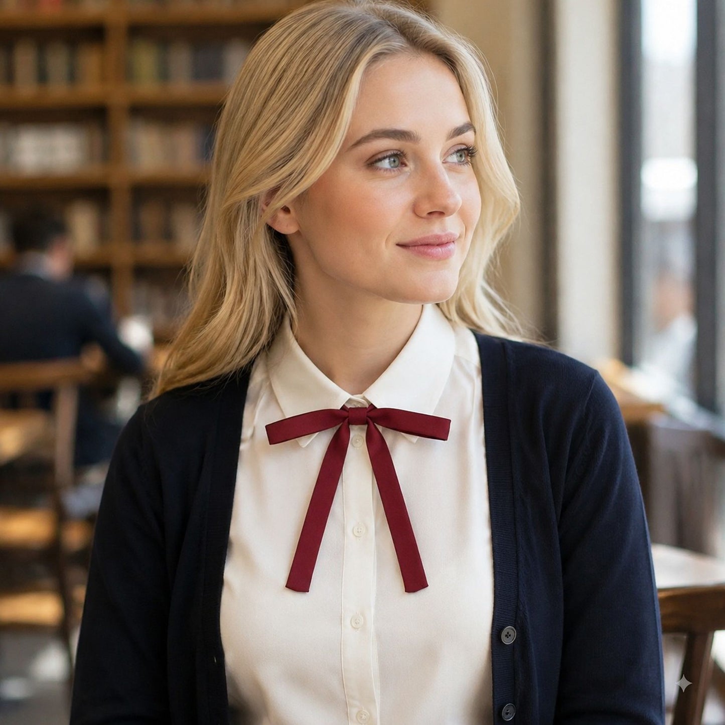 2 Pack Adjustable Pre Tied Long Ribbon Bow Ties for School Uniform Shirts