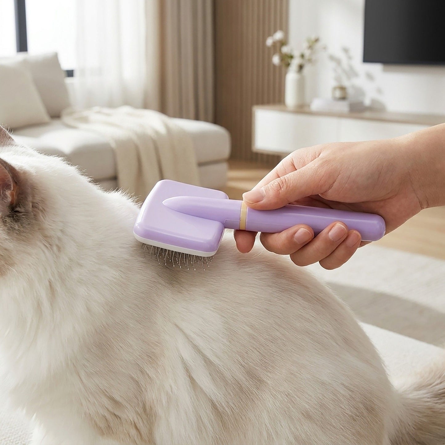 Pet Slicker Brush for Dogs and Cats with Comfortable Handle and Fine Bristles Grooming Tool